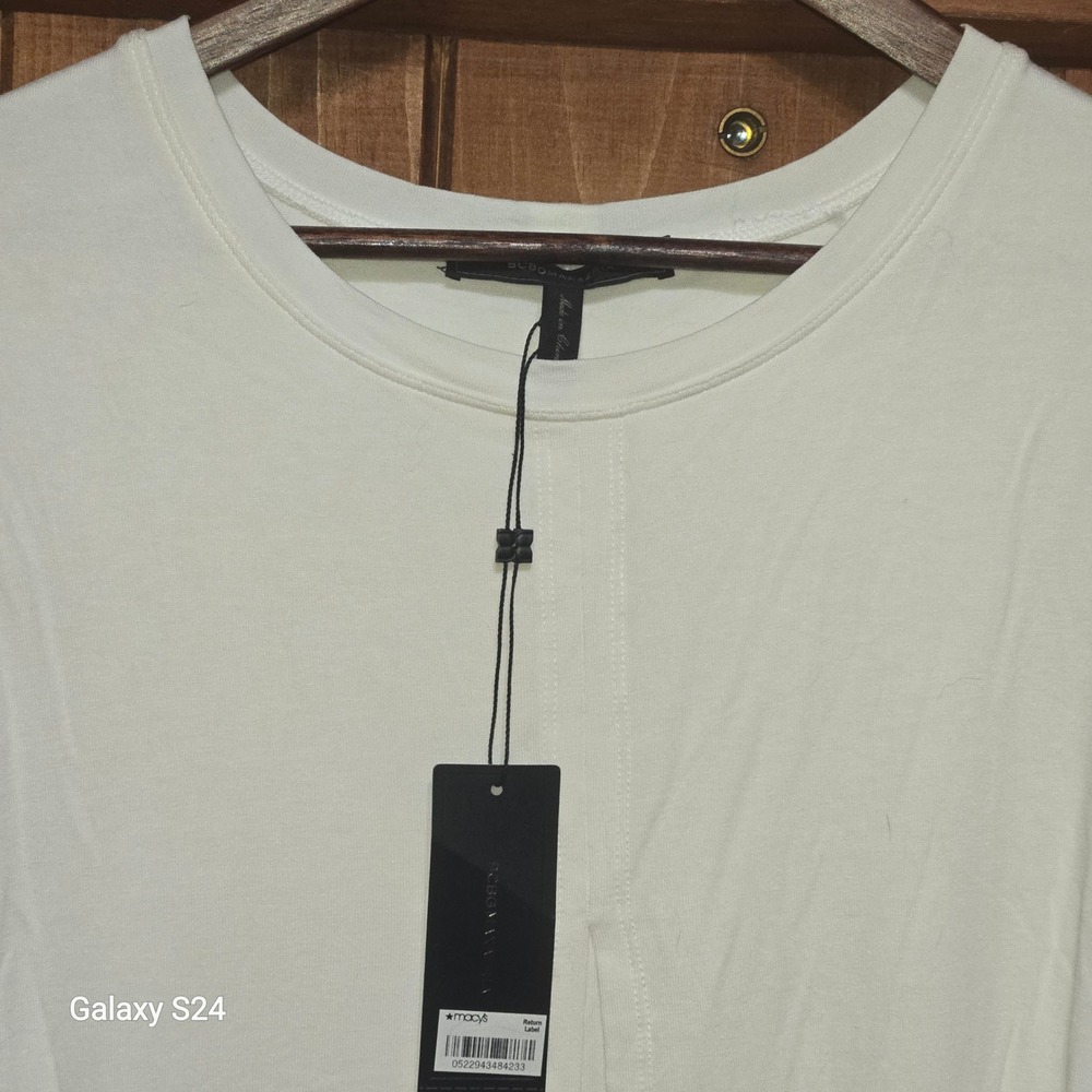 BCBGMAXAZRIA Womens Large Off White Sleeveless Split Back Tunic‎ Top NWT